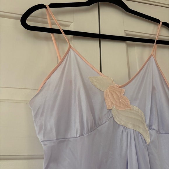 Vintage Lady Cameo Dallas Nylon Chemise Slip Blue Peach Embroider USA Size Small - Picture 4 of 11